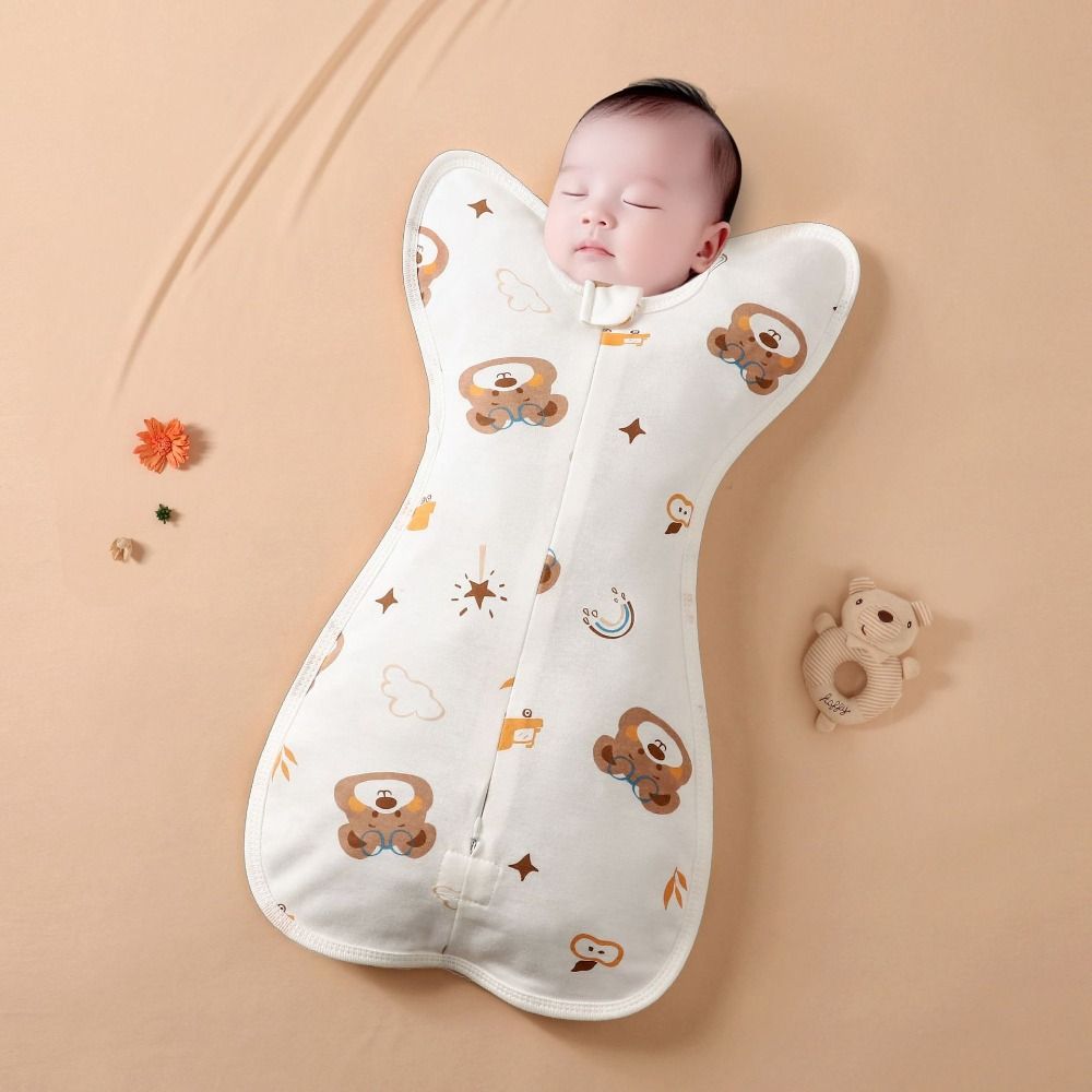 Baby Sleep Sack - Katoenen babywikkeldeken met ritssluiting, anti-schrik babywikkel,