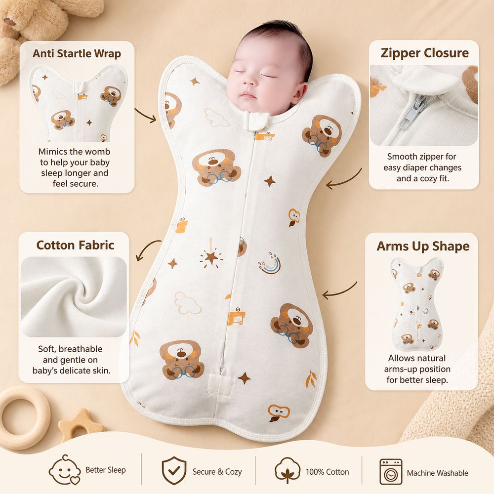 Katoenen baby-inbakerdoek met  - Baby Sleep Sack recensie en prijs